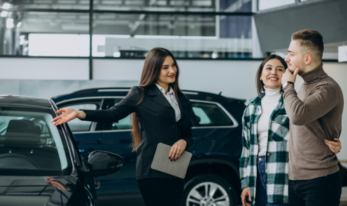 Young Couple Choosing Car